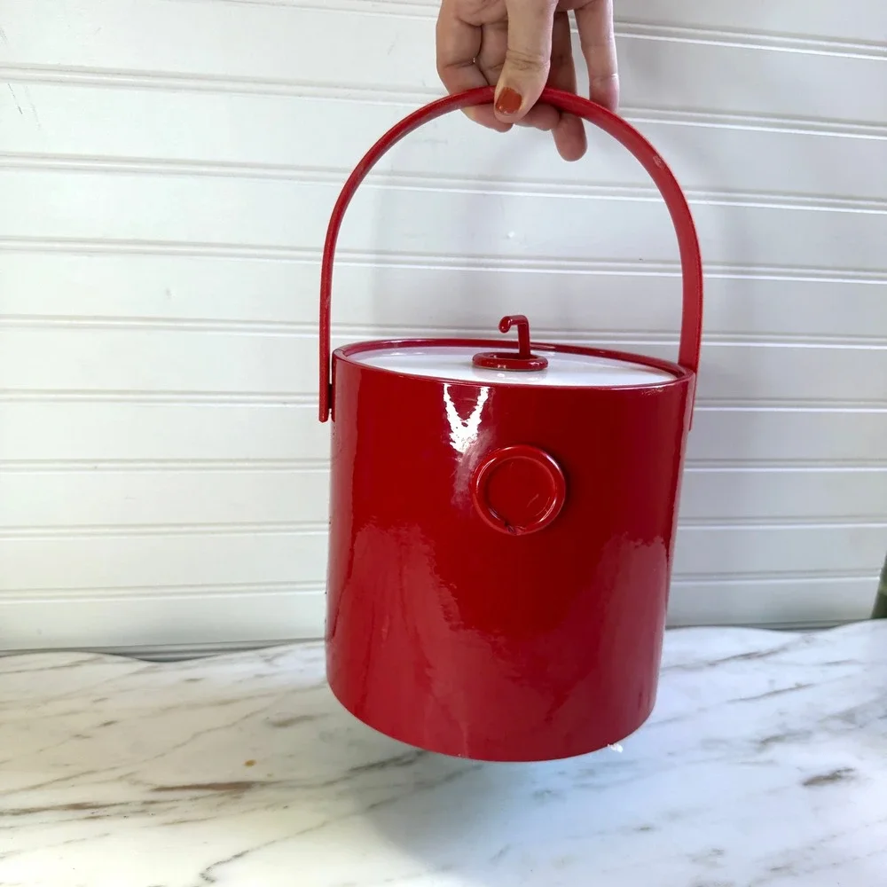 Vintage Red Rover Klad Ice Bucket – Eclectic 90s Barware Retro Style